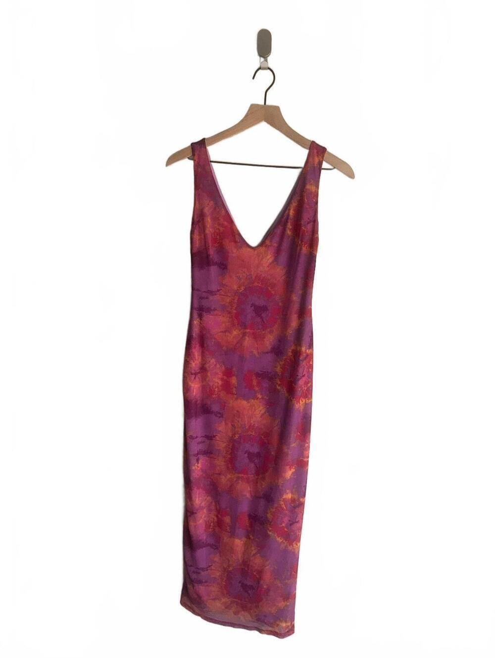 Ronny Kobo x RTR Women's Sleeveless Tie-Dye Midi Dress with V-Neck, M
